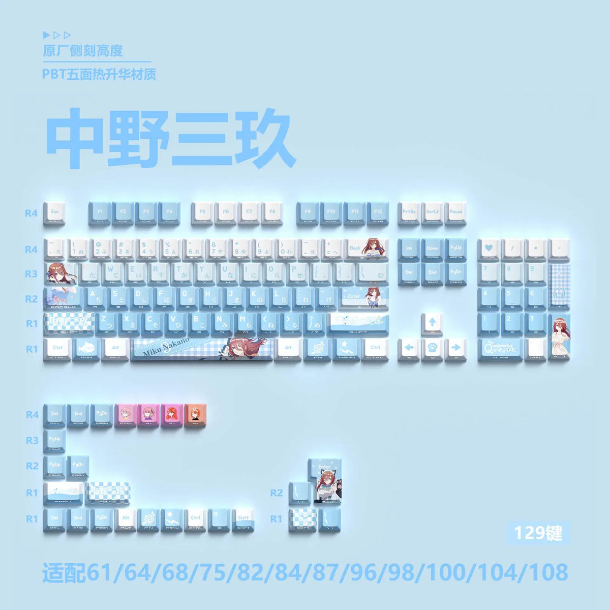 Miyu Anime Keycap Set | 129-Key OEM PBT